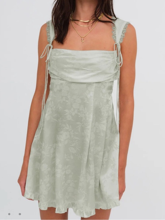 For Love And Lemons Dresses & Skirts - For love and lemons Women's Sage Green Tie-Shoulder Floral Mini Dress